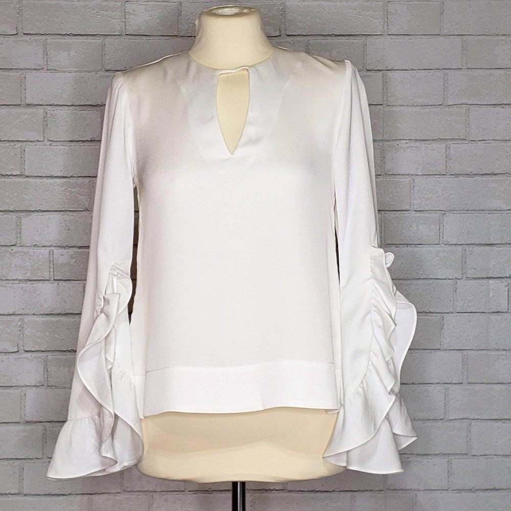 Crosby by Mollie Burch White Ruffle Sleeve Blouse